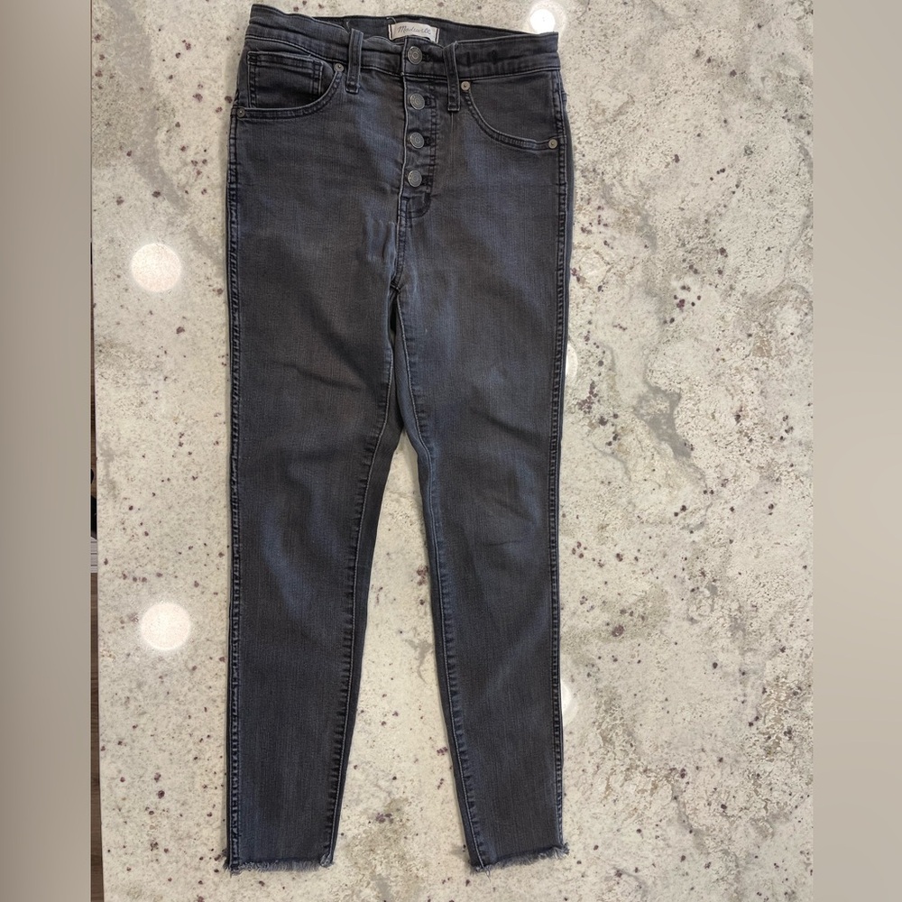 Madewell 10” Highrise skinny jeans with fringed bottom